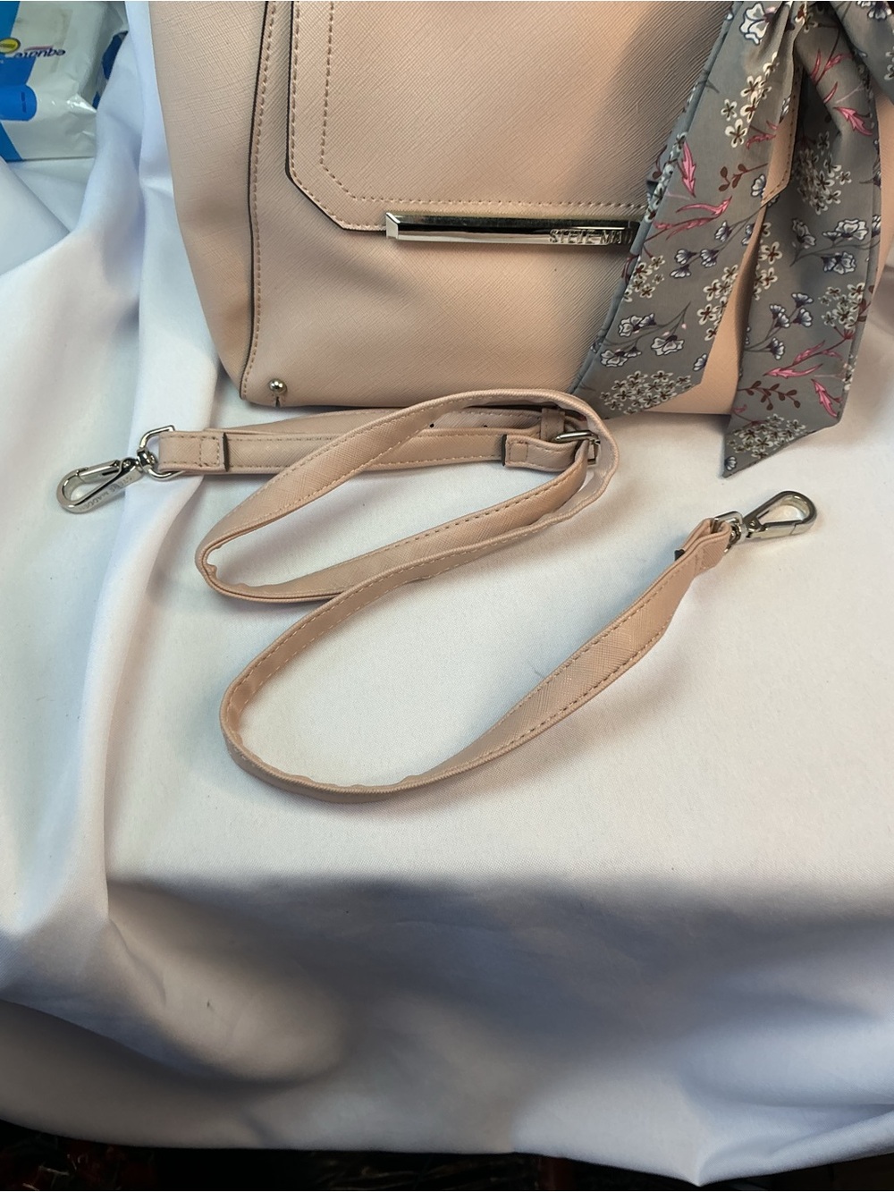 ★ Steve Madden Blush Pink Satchel Crossbody Purse Scarf Accent - Picture 10 of 11